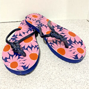 Vera Bradley Flip Flop Thongs Sandals Navy Blue & Pink Colorful Summer US 8/9